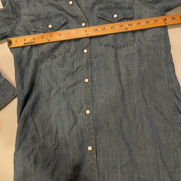 Rails Snap Front Denim Shirt Dress XS Blue Linen Blend Shirtdress Casual - Picture 6 of 7